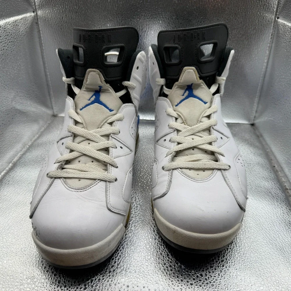 Size‎ 12 Air Jordan 6 Retro 2014 White/Sport Blue-Black Mens Shoes 384664-107